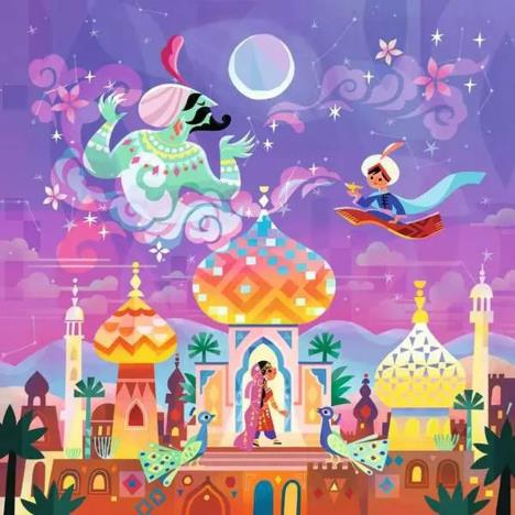 Disney Aladdin & the Wonderful Lamp 64pc Square Jigsaw Puzzle Extra Image 1
